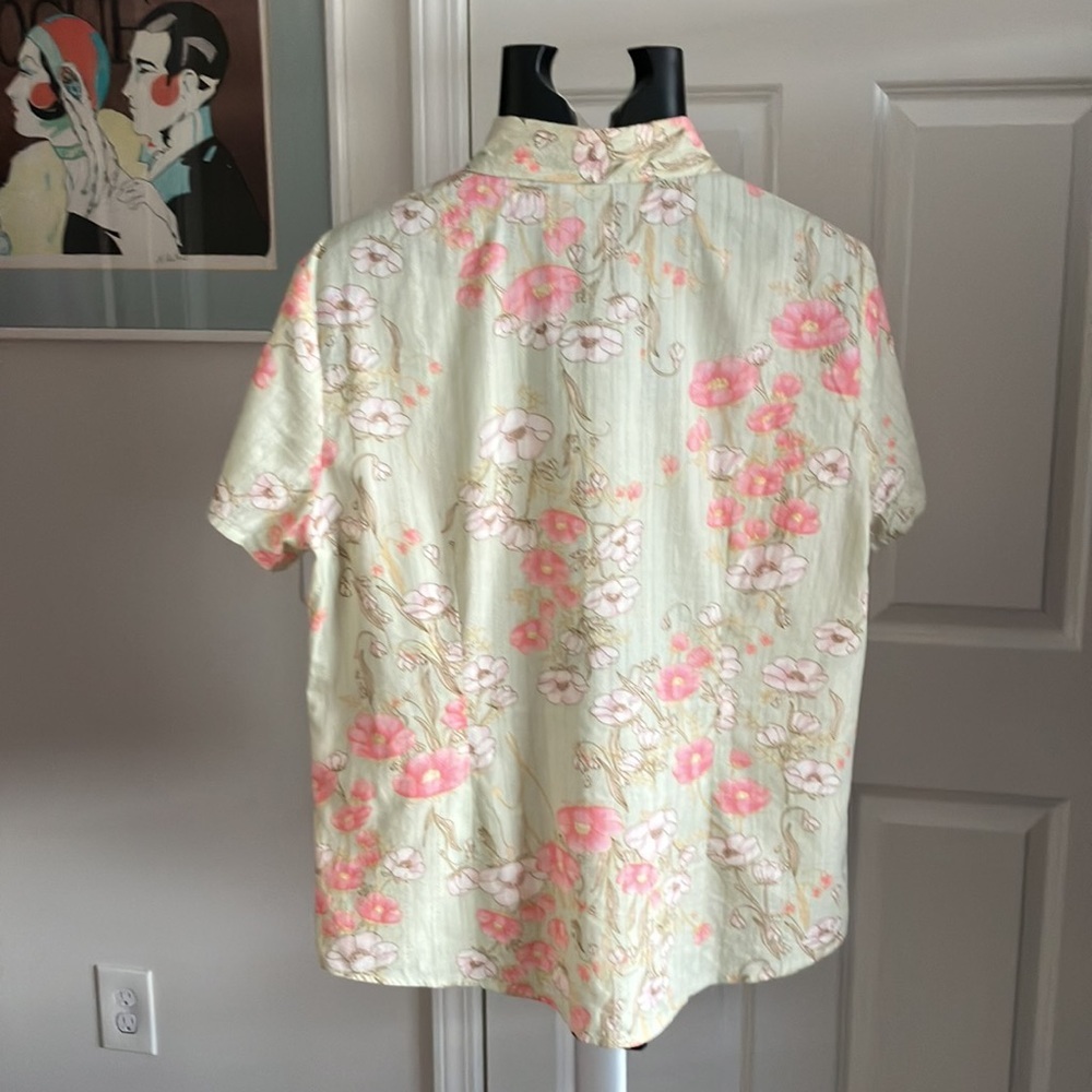 Vintage Lemon Grass size L button down green floral - Picture 7 of 12